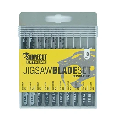 Imagen de 10 x SabreCut JSSCK001 Sierra de calar profesional para corte madera y metal T144D T101B T101BR T101AO T118A T118B Caja compatible con Bosch Dewalt Makita Milwaukee muchos más