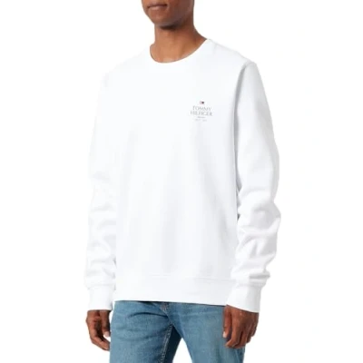 Imagen de Tommy Hilfiger Sudadera Hombre Stack con Cuello Redondo, Blanco (White), XXL