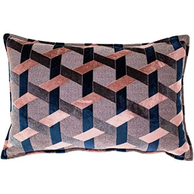 Imagen de Paoletti Funda de cojín Delano, Terciopelo, Rubor y Azul Marino, 60 x 40 cm (Pack of 1)