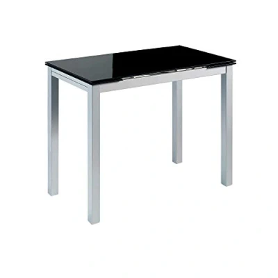 Imagen de MOMMA HOME Mesa de Cocina Extensible Modelo CALCUTA Color Negro/Plata Material Cristal Templado/Metal Medidas 100/140 x 60 76 cm
