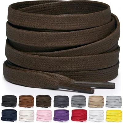 Imagen de Miscly Cordones Planos de Algodón Encerado Para Botas, Zapatillas y Zapatos, Disponibles en Varias Longitudes Colores (Marrón Oscuro, 160 cm)