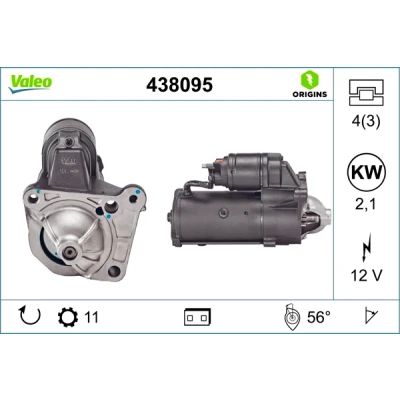 Imagen de VALEO NEW ORIGINAL PART 438095 Motor de arranque 12 2,1 11 RENAULT: LAGUNA 2, CLIO MEGANE OPEL: Vivaro A Furgón, Combi, Movano Furgón