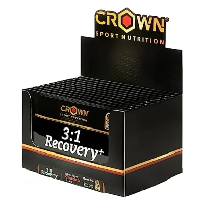 Imagen de Crown Sport Nutrition 3:1 Recovery+, recuperador muscular con aislado de proteína Whey. Rápida asimilación y alto contenido en aminoácidos (Caja 10x50g, Chocolate)