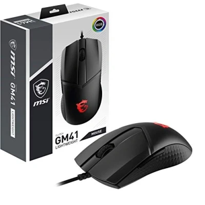 Imagen de MSI Clutch GM41 Lightweight Ratón Gaming (16000 dpi, RGB, 6 Botones, 2m FriXionFree Cable Trenzado, Diseño Simétrico) Negro
