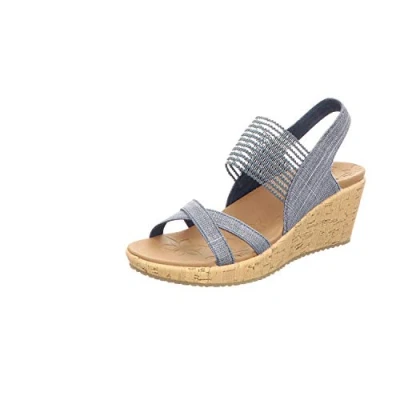 Imagen de Skechers Beverlee Té Alto, Sandalias con cuña Mujer, Azul, 38.5 EU