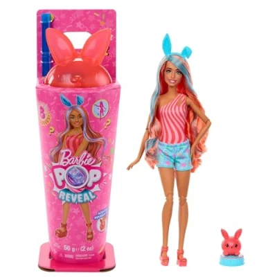 Imagen de Barbie Pop Reveal Colección Batidos Dulce gatito muñeca y accesorios, de moda perfumada, mascota 8 sorpresas, incluye cambio color, JCN87