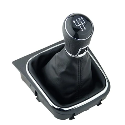 Imagen de L &amp; P Car Design L&amp;P A256 6 Funda para palanca de cambios, color negro, 5 marchas, compatible con VW Golf V VI, marco completo, juego pomo Plug Play, pieza repuesto 1K0711113