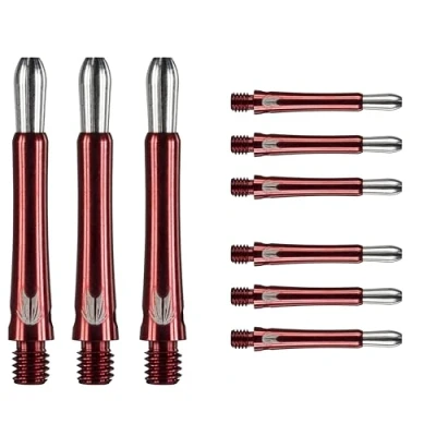Imagen de Target Darts Grip Style Aluminium Shaft Pack of 9 Rojo, Corto (34.8mm) Accesorios Dardos Profesionales, Multipack de Flechas 2BA con Anillas, Flechas, Cañas