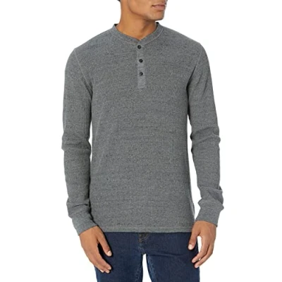 Imagen de Amazon Essentials Camiseta Henley de Panal Abeja Manga Larga con Ajuste Normal Hombre, Color Carbón, XL