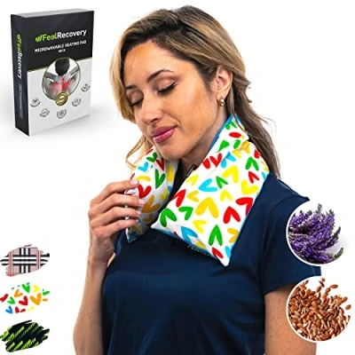 Imagen de Saco Térmico Semillas Cervical Almohada Cuello para Calentar en Microondas (60x15 cm) Cojín de Bolsa Calor con Funda Lavable, Tela Algodón 100% y Olor a Lavanda