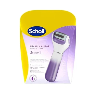 Imagen de Scholl Velvet Smooth, Lima Electrónica de Pies y Piernas Secas, Exfoliante Alisador 2 en 1, Color Morado con Cabezal