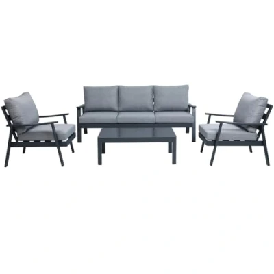 Imagen de MOMMA HOME Conjunto Mesa y Sillas Jardin Terraza, Exterior, Sofá + 2 Sillones Cristal Templado, Modelo Guardamar