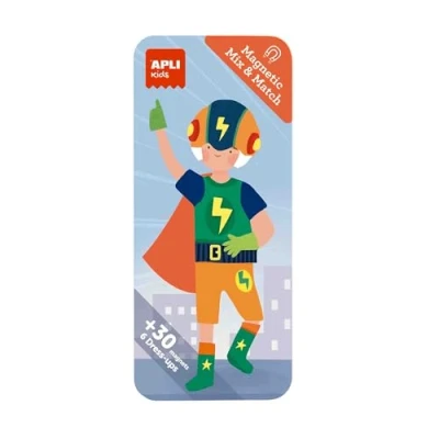 Imagen de APLI Kids 19709 Magnetic Mix&amp;Match, Juego magnético Modelo Superhéroes. para Crear vestimentas, Ideal Llevar de Viaje.