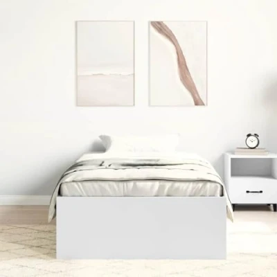 Imagen de vidaXL Estructura de Cama, Somier con Almacenaje, Armazón Marco Cama Invitados, Mueble para Dormitorio Hogar, Blanca 90X190 cm