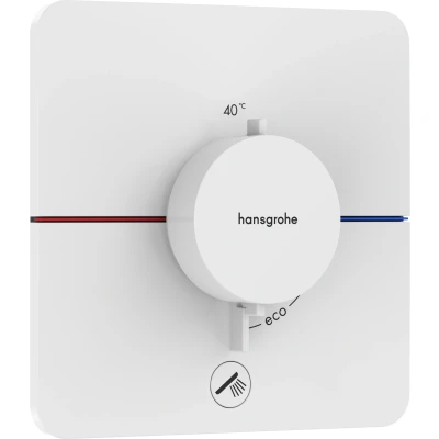 Imagen de hansgrohe ShowerSelect Comfort Q, termostato empotrado con una salida adicional, grifo botón de seguridad (SafetyStop) a 40 C, para ducha y bañera, 1 función, blanco mate