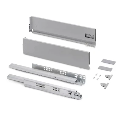 Imagen de Emuca Kit cajón para cocina o baño con regulación 3D, altura 131mm, profundidad 350mm, 40 Kg, cierre suave, tableros no incluidos, Acero, Gris