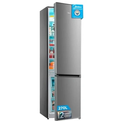 Imagen de MIDEA Frigorífico combi No Frost 55 cm ancho x 180 Inox Nevera libre instalación 199 L + 71 congelador Refrigerador de bajo consumo con vertical