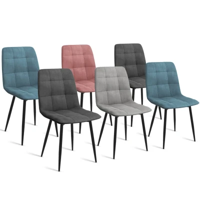 Imagen de IDMarket Juego de 6 sillas Mila terciopelo Mix Color Pastel Azul x2, Gris Oscuro Claro, Rosa