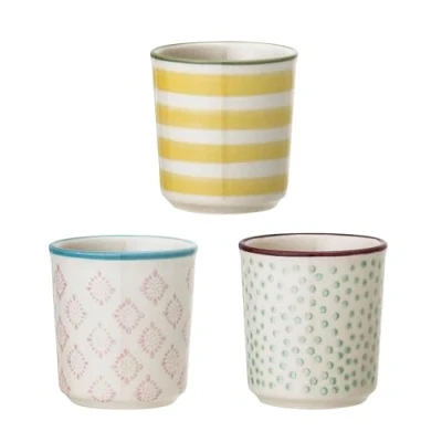 Imagen de Coquetiers Patrizia, Bloomingville, Vert clair/Jaune citron/Nude, 3 pièces