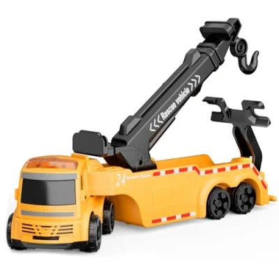 Imagen de GizmoVine Camiones de Juguete para Niños, Trailer Inercia con Grúa Giratoria 360, Frente Giratorio 180, Regalos Educativos Interactivos Niños 2 3 4 5 Años