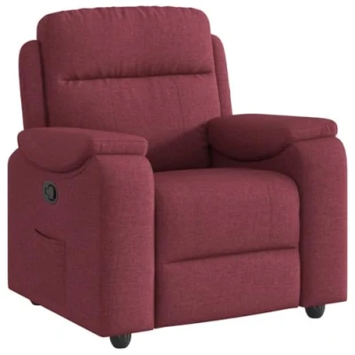 Imagen de vidaXL Sillón Reclinable, Silla con Respaldo Reposabrazos, de Televisión Relax Descanso, Asiento para Salón Hogar, Tela Rojo Tinto