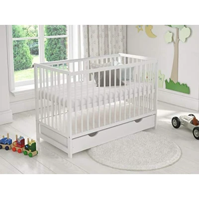 Imagen de Cuna de Madera para niños con cajón 120 x 60 cm + colchón Espuma Barrera Seguridad