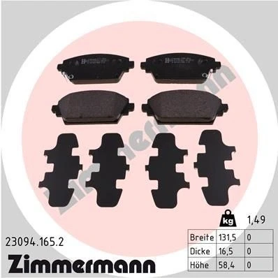 Imagen de ZIMMERMANN 23094.165.2 Juego de pastillas freno con avisador acústico desgaste Foto correspondiente a la entrega NISSAN: Primera Berlina