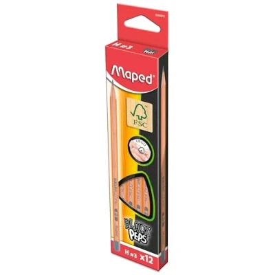 Imagen de Maped 850025 Lápices H Negro&#039;S Peps grafito (paquete de 12)