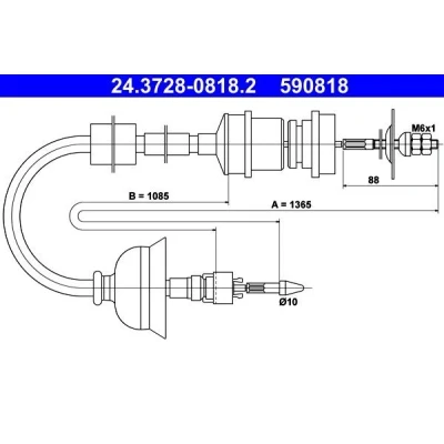 Imagen de ATE 24.3728 0818.2 Cable de Embrague PEUGEOT: 405 I Berlina