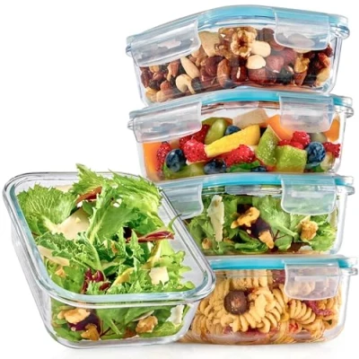 Imagen de Praknu Recipientes de Cristal para Alimentos Juego 4 Tapers Herméticos 500 ml Con Tapa Sin BPA Aptos Lavavajillas, Congelador y Microondas