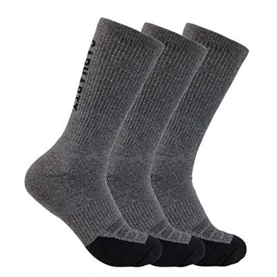 Imagen de Carhartt Force Calcetines de Peso Medio con Logotipo (3 Unidades), Grus, XL (Pack 3) para Hombre