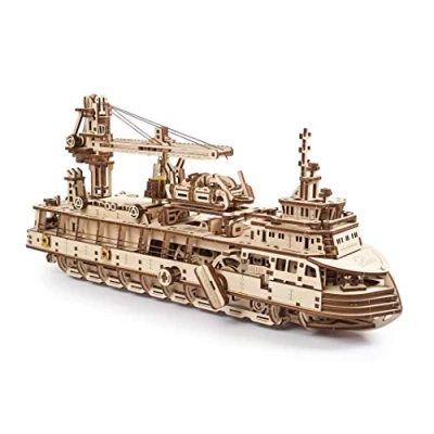 Imagen de UGEARS 3D Puzzles Research Vessel Regalo del Día Padre DIY Model Ship Kits de Modelo Madera exclusivos para Que los Adultos construyan Modelos mecánicos únicos y creativos