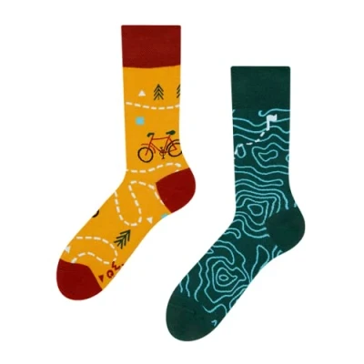 Imagen de Dedoles Calcetines Unisex Hombre Mujer y Niños Algodón muchos diseños divertidos diferente izquierda derecha, color: Amarillo, diseño: En la carretera, tamaño: 35 38
