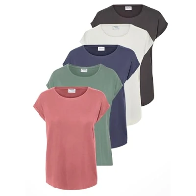 Imagen de VERO MODA Camiseta para mujer Vmava Plain Ss Top Ga Noos, Aurel Wreath/Vintage Indidigo/Snow White/Old Rose/Asphalt, L