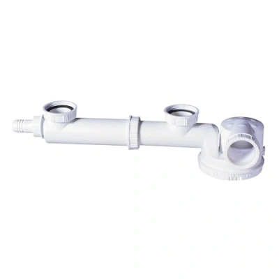Imagen de Wirquin Sifón para fregadero de 2 cubetas 30723640, blanco