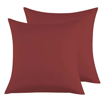 Imagen de Funda de Almohada 100% Microfibra 80 x 80cm, Juego 2 Fundas Extra Suave Hipoalergénicas Transpirable Borgoña