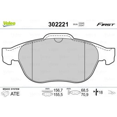 Imagen de VALEO 302221 Juego de pastillas freno Eje delantero excl. contacto avisador desgaste Chapa antichirridos RENAULT: LAGUNA 2, Scénic 1