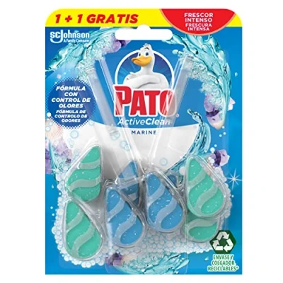 Imagen de Pato Active Clean Colgador para Inodoro, Frescor Intenso, Perfume Aroma marine, (2 x 38,6g), 2 Unidades (Paquete de 1)