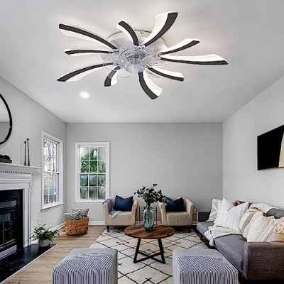 Imagen de ycwdcz Ventilador De Techo con Luz Y Mando A Distancia Dimmable Silencioso Lampara Timer Reversible DC Motor Plafon Led para Dormitorio Salon Black