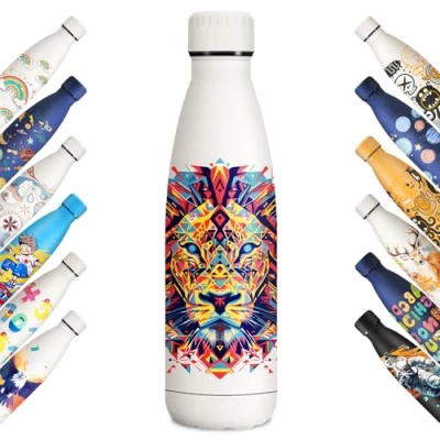 Imagen de KollyKolla Botella Termica 500ml, Personalizada, Acero Inoxidable, Termos, Agua Reutilizable, sin BPA, Cantimplora para Escuela, Adultos, Deporte
