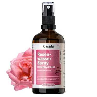 Imagen de Casida® Spray de agua rosa hidrolato orgánica pura Damasco calma, refresca e hidrata la piel y el cabello tónico, desmaquillante calidad farmacias 100 ml