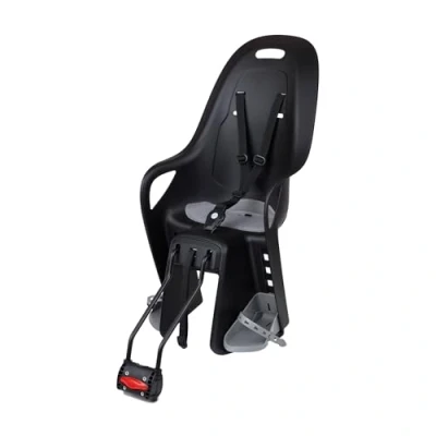 Imagen de POLISPORT 8408100005 Silla Trasera KOARI para Bicicleta Cuadros pequeños y 29ers Apta niños con Peso máximo de 22kg Anclaje en el Cuadro Color Negro/Gris