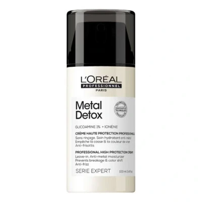 Imagen de L’Oréal Professionnel Crema Leave in Metal Detox, Para cabello dañado o teñido, Color más duradero y brillante, fuerte, Serie Expert, 100 ml