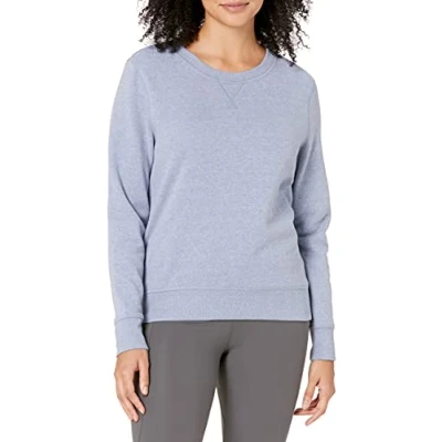 Imagen de Amazon Essentials Sudadera de Cuellocaja Forro Polar y Tejido Rizo Francés (Disponible en Tallas Grandes) Mujer, Azul Añil Mezcla, S