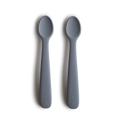Imagen de Mushie Cucharas Baby para niños en Silicona libre de BPA Paquete 2 Cuchara alimentación aptas lavavajillas Accesorios a la hora comer pequeños Tradewinds