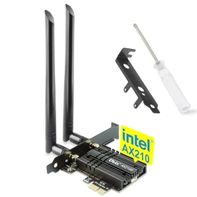 Imagen de Tarjeta WiFi, Intel 6E AX210 de 7 generación PCIe hasta 5400 Mbps, Bluetooth 5.2, 802.11AX inalámbrico Banda Dual con MU MIMO, OFDMA, latencia ultracita, Compatible Windows 10/11