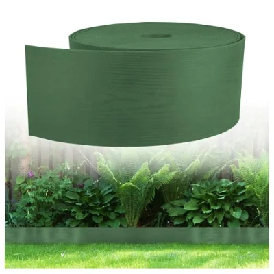 Imagen de GARDENIX WoodBorder Borde Flexible con Aspecto de Madera (plástico, Longitud 10 m, Altura 13 cm), Color Verde