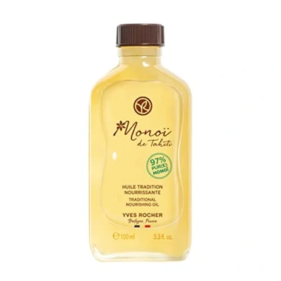 Imagen de Yves Rocher Monoï Aceite nutritivo tradicional para cuerpo y cabello con 97% de Tahiti, probado dermatológicamente, botella 3.4 fl oz