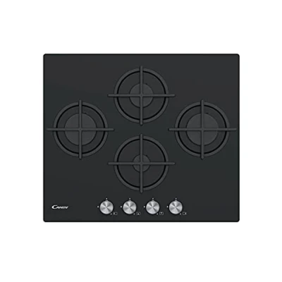 Imagen de Candy Moderna CSG6DPB, Placa Gas, Cristal Templado, 4 Fuegos, 60CM, Gas Natural adaptable a Butano, 8,15KW,Mandos Centrales, Rejillas aptas para lavavajillas, Válvula Seguridad Sicurflame,Negro