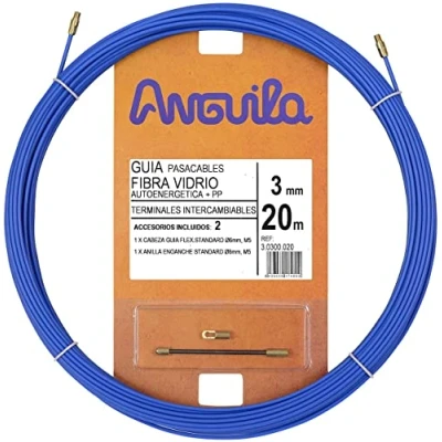 Imagen de Anguila Guía Pasacables Fibra de Vidrio Reforzada + Propileno Terminales Intercambiables Color Azul Diámetro 3mm 20 metros